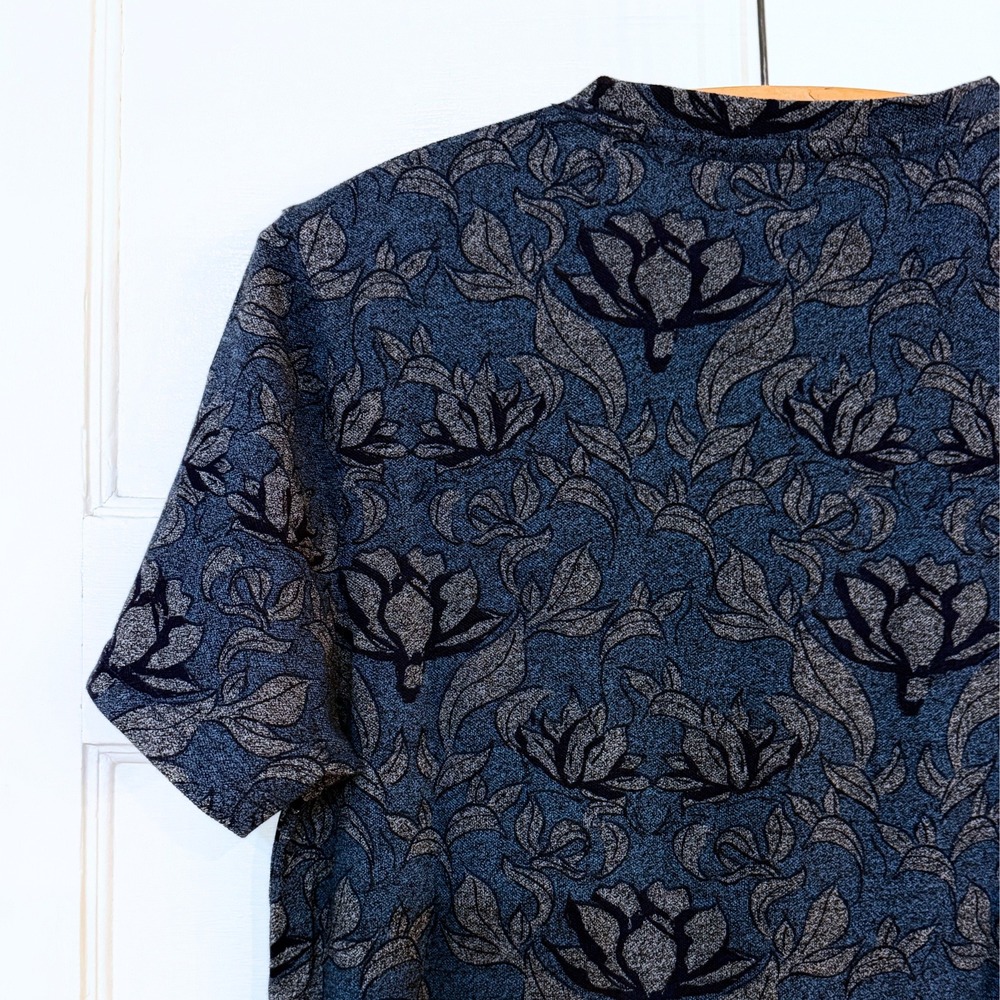 Ted Baker London Floral Jacquard Knit Tee Navy Size 3 M Fitted Indie Vanguard - Picture 3 of 7